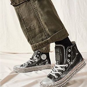 Free People x Nan-ku Couture Cruise Studded Hi Top Sneakers $168 Sz 6.5 worn 1x